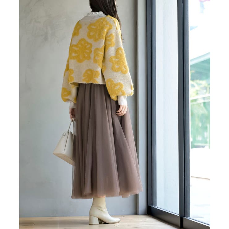 フェザー花柄ショート丈ニットプルオーバー | rps | 詳細画像5 