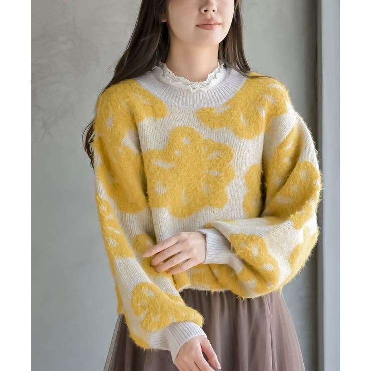 フェザー花柄ショート丈ニットプルオーバー | rps | 詳細画像6 