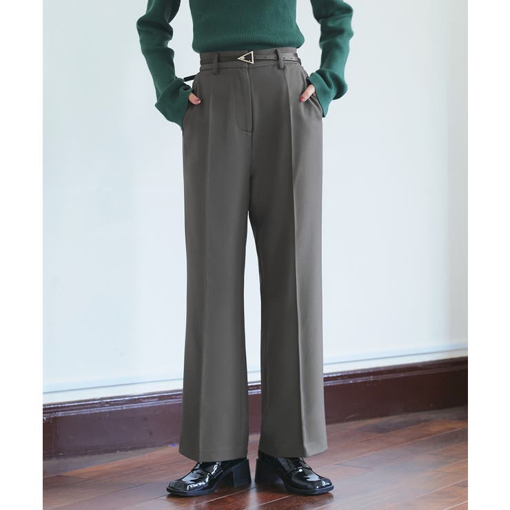 チャコール(DGY) | シークレットゴム・センタープレススラックス | RUIRUE BOUTIQUE