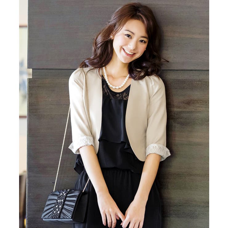 パウダーベージュ(C) | レースボレロジャケット | RUIRUE BOUTIQUE
