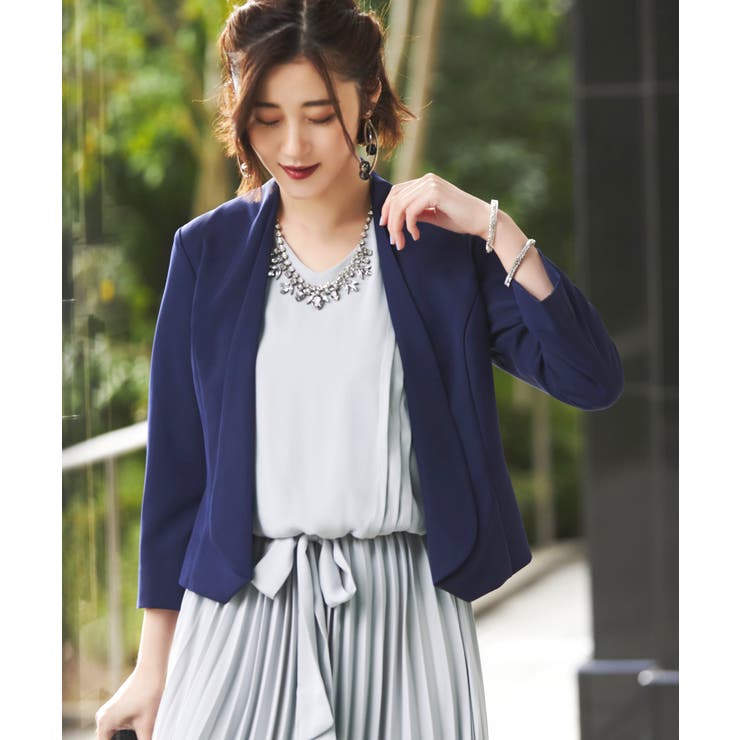 ブライトネイビー(N) | ショールカラーボレロジャケット | RUIRUE BOUTIQUE