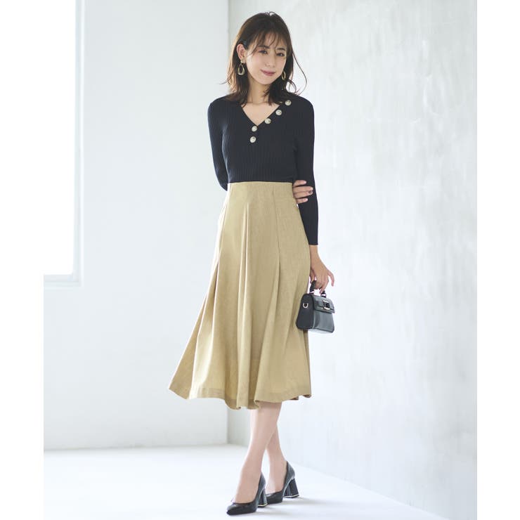 ライトカーキ(PKH) | シークレットゴム ハイウエストＡラインスカート | RUIRUE BOUTIQUE