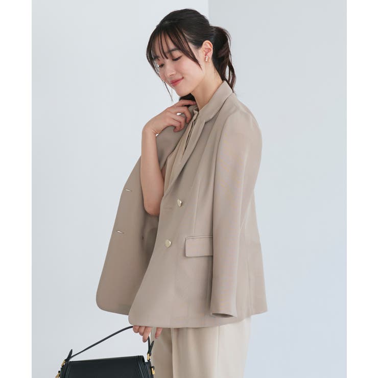 ベージュ(BE) | 選べる袖丈パナマシアーテーラードジャケット | RUIRUE BOUTIQUE
