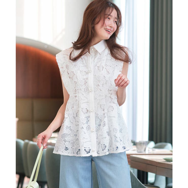 【洗える】パールボタン・レースペプラムジレ | RUIRUE BOUTIQUE | 詳細画像1 