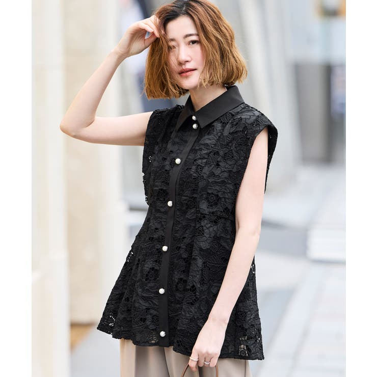 【洗える】パールボタン・レースペプラムジレ | RUIRUE BOUTIQUE | 詳細画像15 