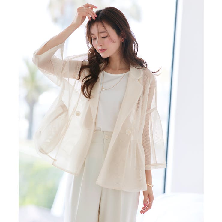 シアーメッシュ ダンボールテーラードジャケット | RUIRUE BOUTIQUE | 詳細画像11 