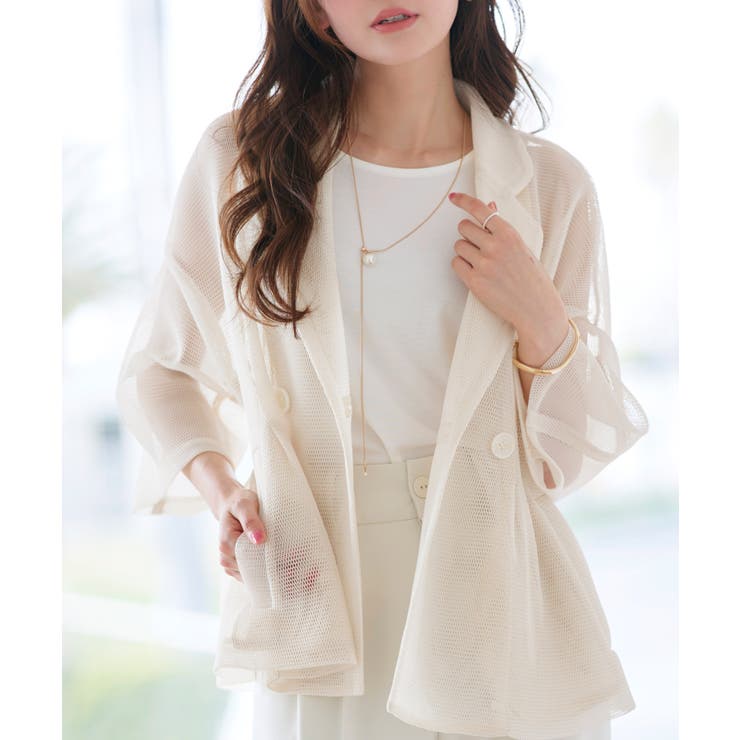 シアーメッシュ ダンボールテーラードジャケット | RUIRUE BOUTIQUE | 詳細画像2 