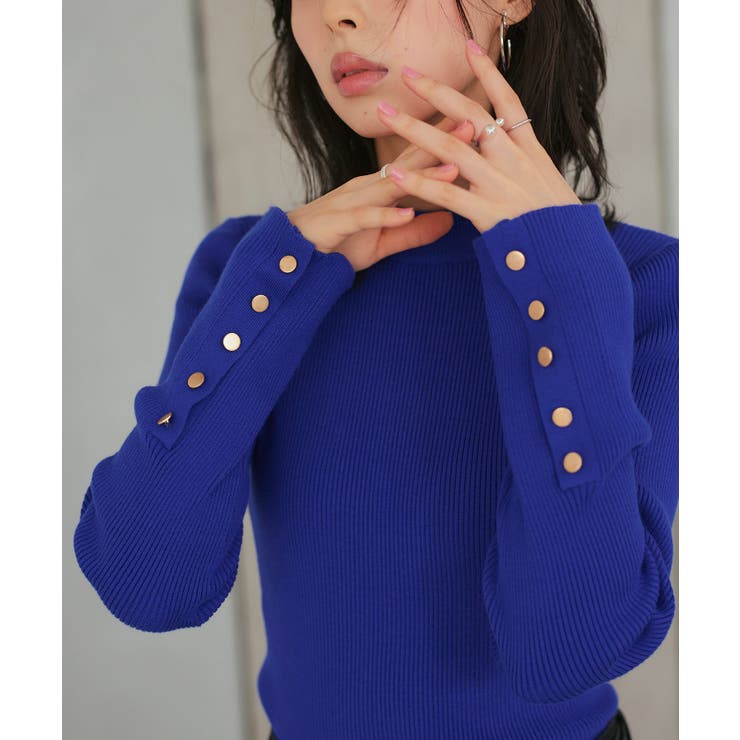 選べるデザイン 静電気防止ボタンスリーブリブニット | RUIRUE BOUTIQUE | 詳細画像13 