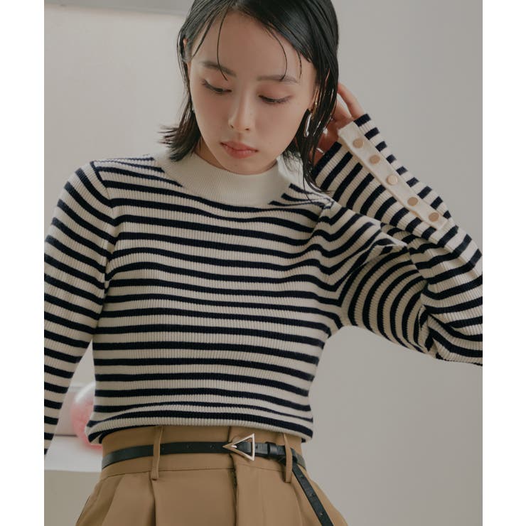 選べるデザイン 静電気防止ボタンスリーブリブニット | RUIRUE BOUTIQUE | 詳細画像6 