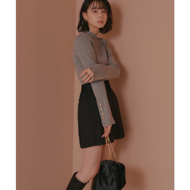 選べるデザイン 静電気防止ボタンスリーブリブニット | RUIRUE BOUTIQUE | 詳細画像9 