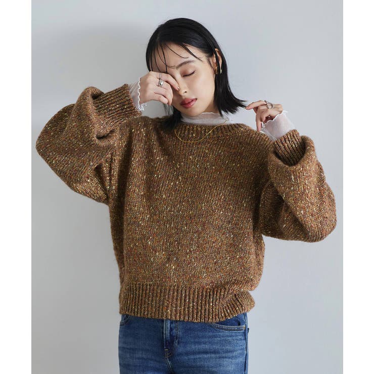 ブラウン(DYR) | 前後2WAYミックスラメカラー糸ニットカーデ | RUIRUE BOUTIQUE