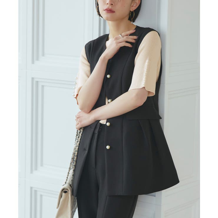 選べるデザインボタンハーフスリーブリブニット | RUIRUE BOUTIQUE | 詳細画像16 