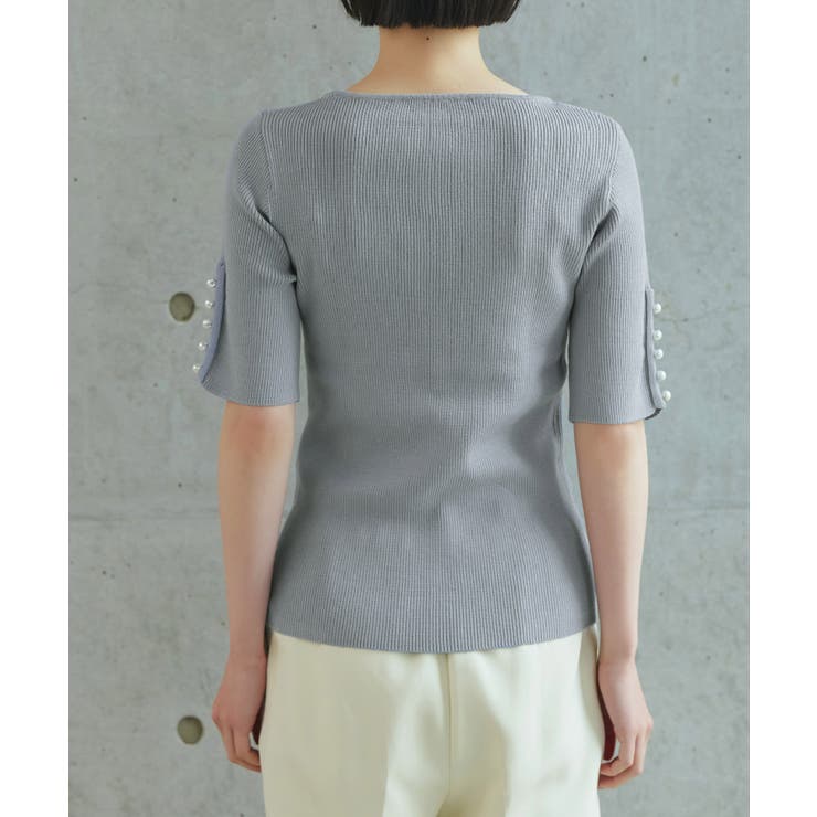 選べるデザインボタンハーフスリーブリブニット | RUIRUE BOUTIQUE | 詳細画像20 