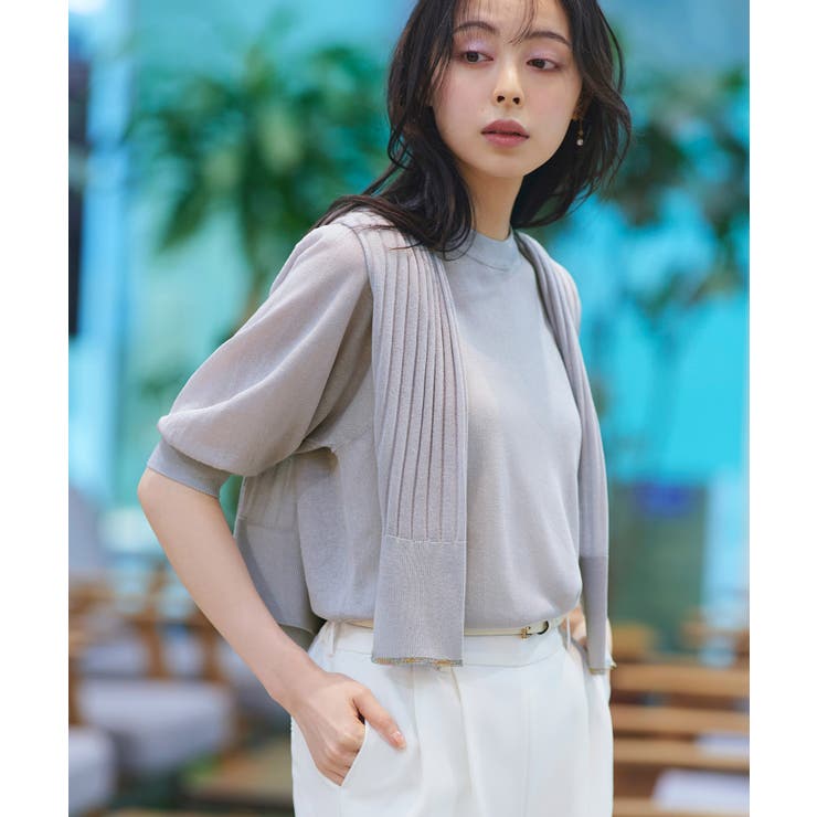 グレー(PGY) | バックパールシアーパフニット | RUIRUE BOUTIQUE
