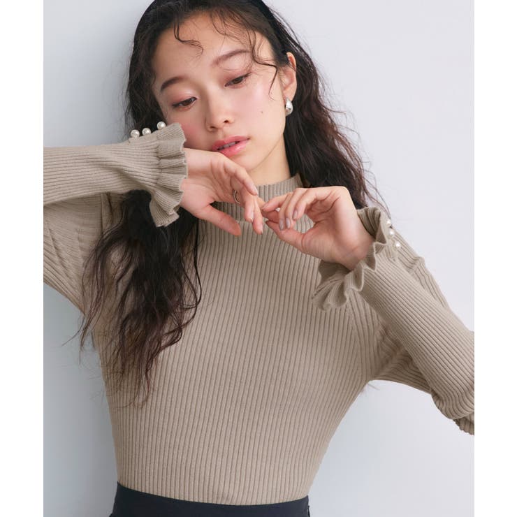 袖口ニットフリル＆パールRIBニット | RUIRUE BOUTIQUE | 詳細画像4 