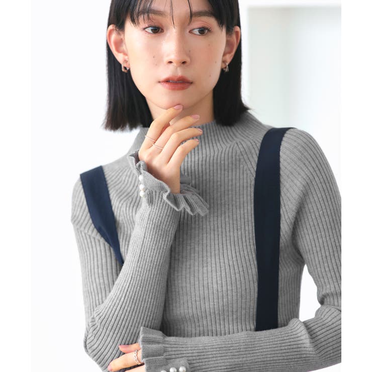袖口ニットフリル＆パールRIBニット | RUIRUE BOUTIQUE | 詳細画像5 