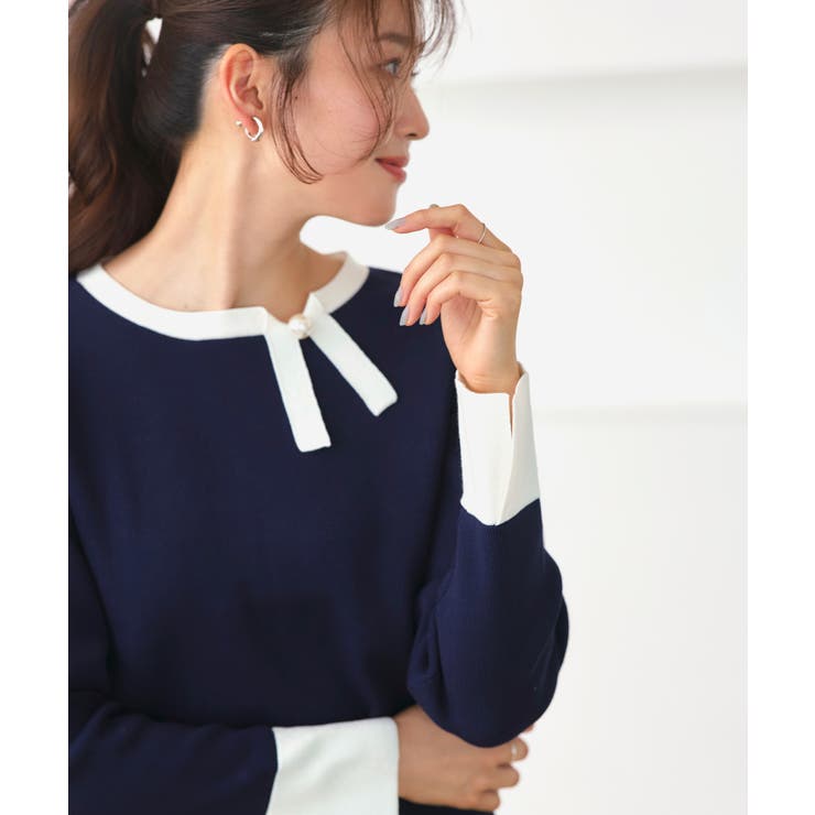 衿リボンバイカラーニット | RUIRUE BOUTIQUE | 詳細画像9 