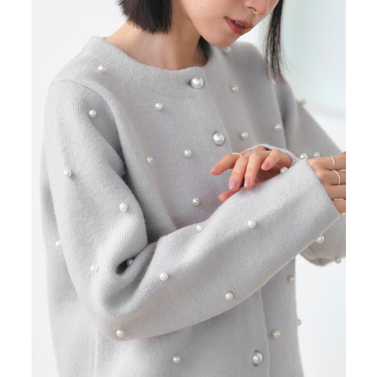 グレー(PGY) | パールニットカーデ | RUIRUE BOUTIQUE