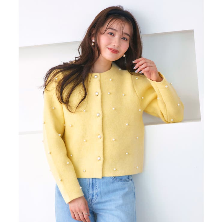 イエロー(YE) | パールニットカーデ | RUIRUE BOUTIQUE