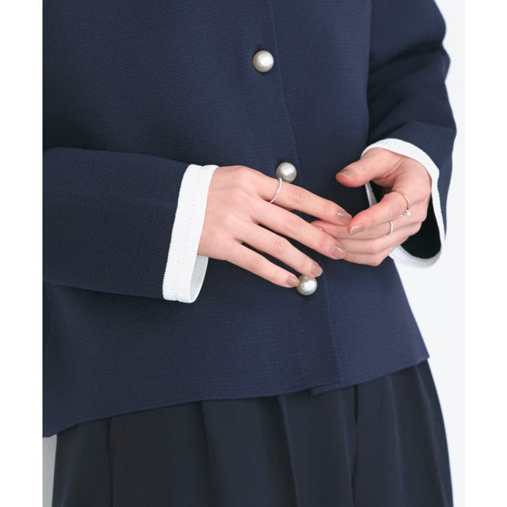 スポンディッシュバイカラーボックスカーディガン | RUIRUE BOUTIQUE | 詳細画像10 