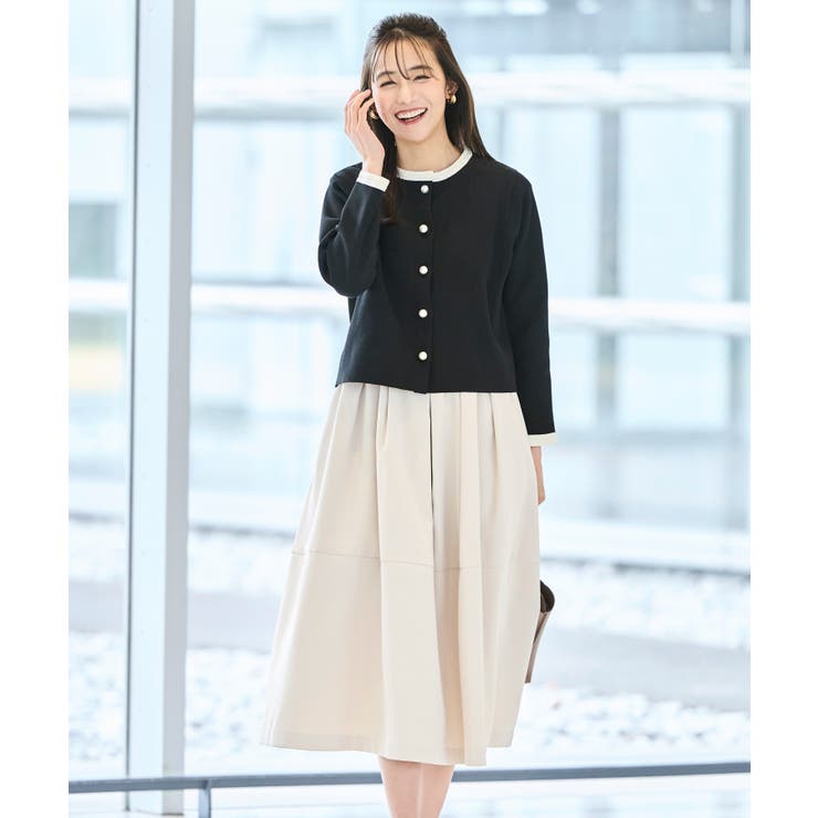 スポンディッシュバイカラーボックスカーディガン | RUIRUE BOUTIQUE | 詳細画像2 