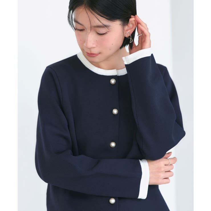 スポンディッシュバイカラーボックスカーディガン | RUIRUE BOUTIQUE | 詳細画像7 