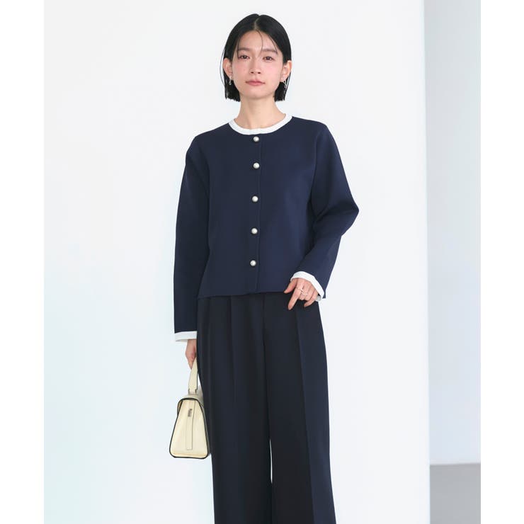 スポンディッシュバイカラーボックスカーディガン | RUIRUE BOUTIQUE | 詳細画像8 
