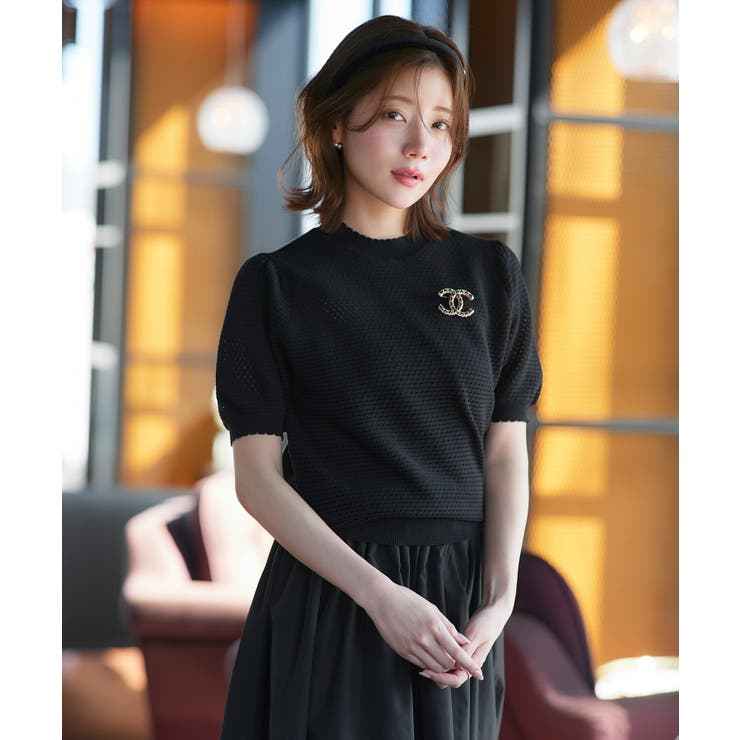 ブラック(BL) | クロシェ風パフニット | RUIRUE BOUTIQUE