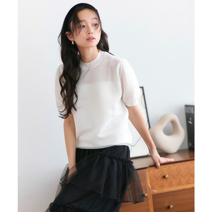 ホワイト(WH) | クロシェ風パフニット | RUIRUE BOUTIQUE