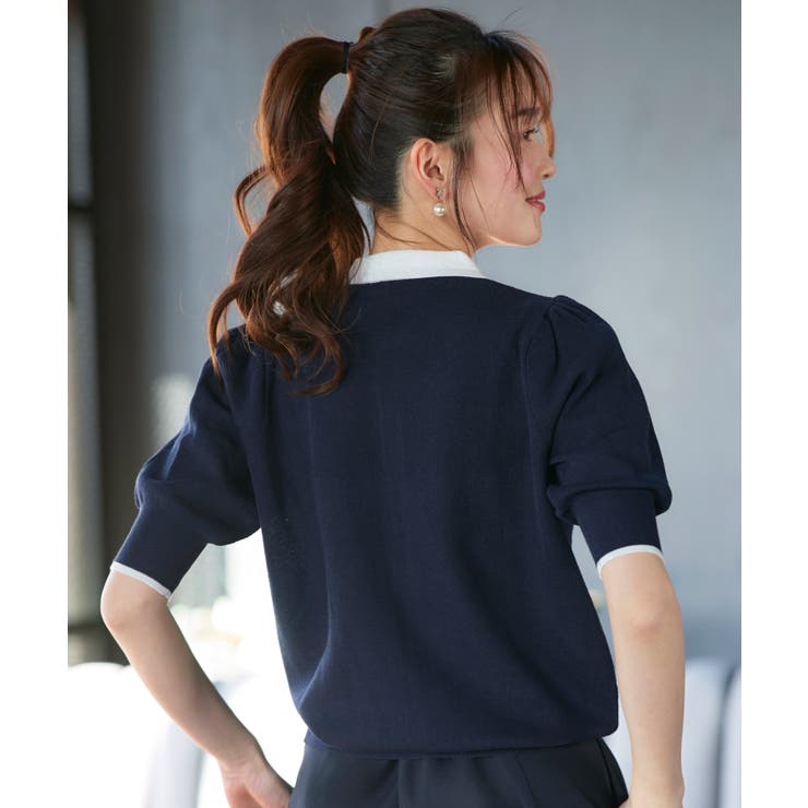 衿つきパフスリーブニットカーデ | RUIRUE BOUTIQUE | 詳細画像3 