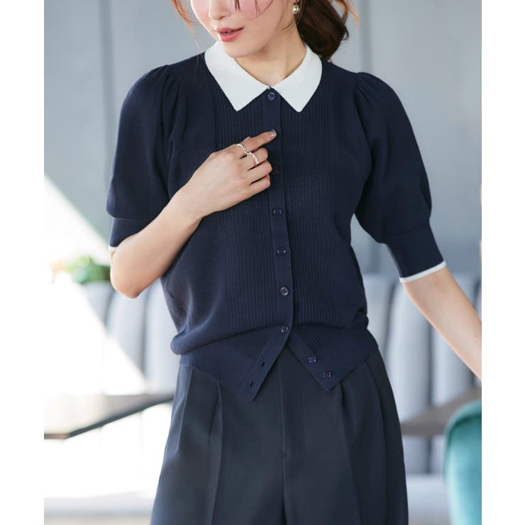衿つきパフスリーブニットカーデ | RUIRUE BOUTIQUE | 詳細画像7 