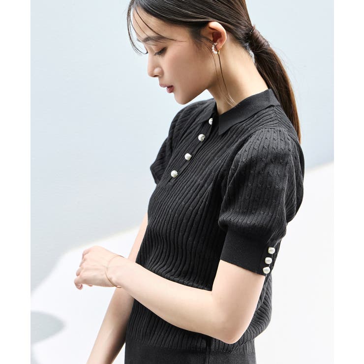 パールボタンヘンリーポロニット | RUIRUE BOUTIQUE | 詳細画像15 
