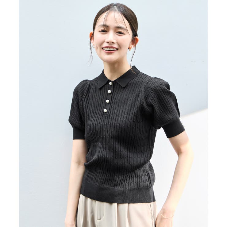 パールボタンヘンリーポロニット | RUIRUE BOUTIQUE | 詳細画像16 