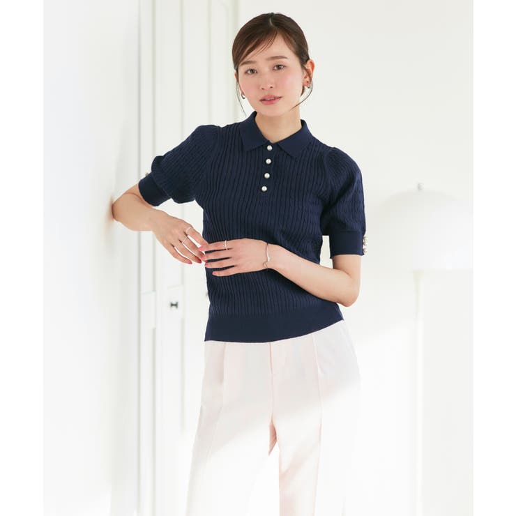 パールボタンヘンリーポロニット | RUIRUE BOUTIQUE | 詳細画像24 