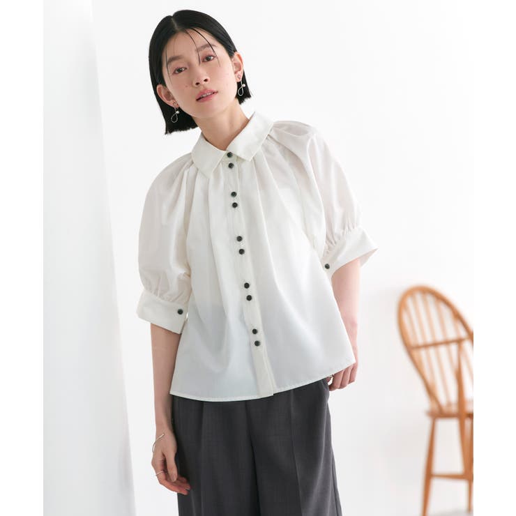 【洗える/2set】タックギャザーシャツ/綺麗シルエット・ワイドパンツ | RUIRUE BOUTIQUE | 詳細画像18 