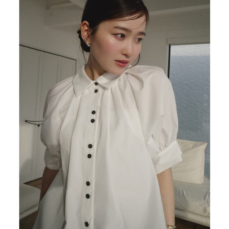 【洗える/2set】タックギャザーシャツ/綺麗シルエット・ワイドパンツ | RUIRUE BOUTIQUE | 詳細画像2 