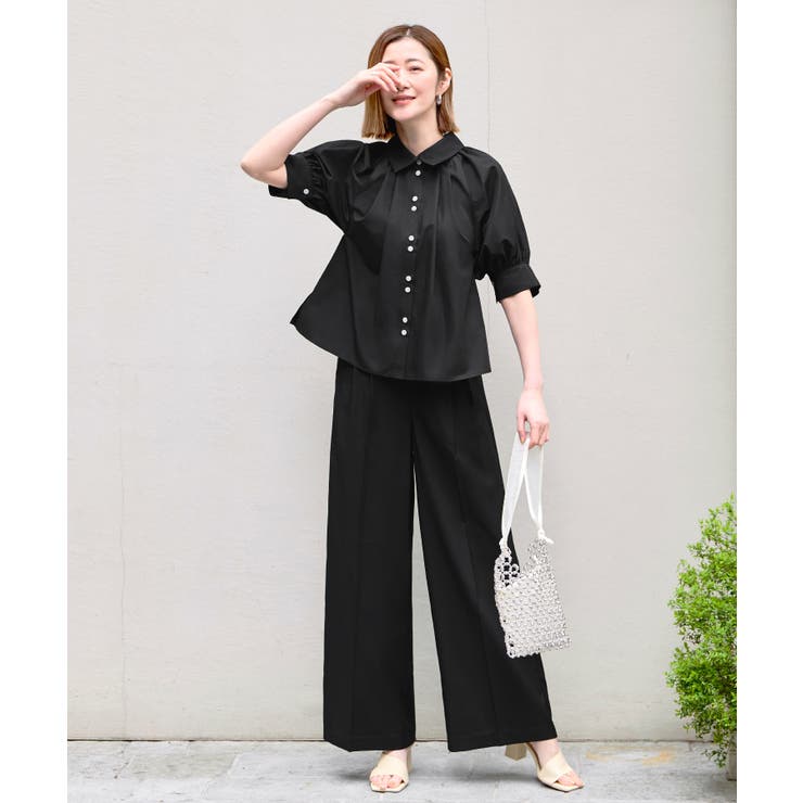 【洗える/2set】タックギャザーシャツ/綺麗シルエット・ワイドパンツ | RUIRUE BOUTIQUE | 詳細画像24 