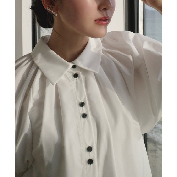 【洗える/2set】タックギャザーシャツ/綺麗シルエット・ワイドパンツ | RUIRUE BOUTIQUE | 詳細画像3 