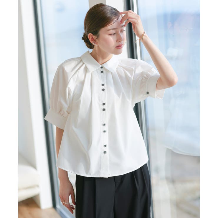 【洗える/2set】タックギャザーシャツ/綺麗シルエット・ワイドパンツ | RUIRUE BOUTIQUE | 詳細画像7 