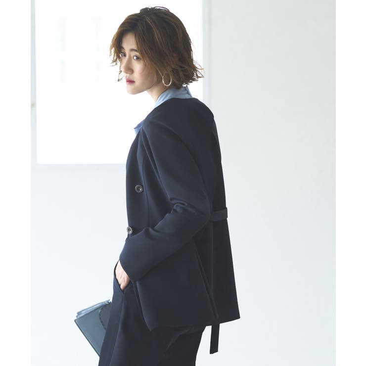 バッククロスケープダブルブレストジャケット＆ストレートパンツスーツ | RUIRUE BOUTIQUE | 詳細画像13 
