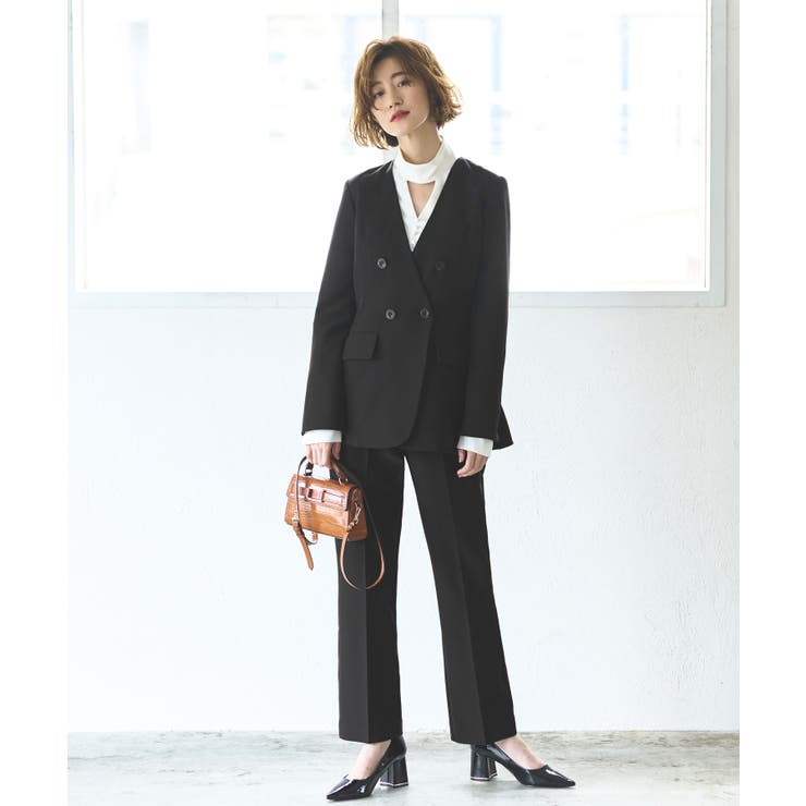 バッククロスケープダブルブレストジャケット＆ストレートパンツスーツ | RUIRUE BOUTIQUE | 詳細画像2 