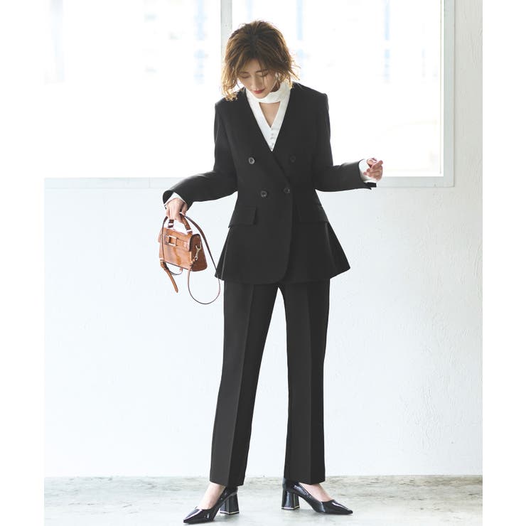 バッククロスケープダブルブレストジャケット＆ストレートパンツスーツ | RUIRUE BOUTIQUE | 詳細画像7 