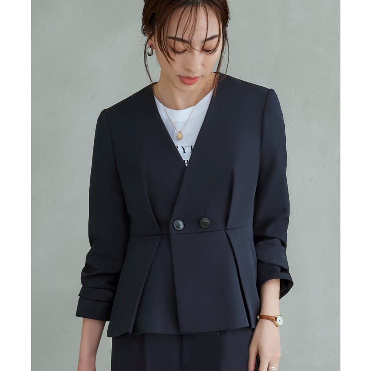 タックペプラムノーカラージャケット＆ワンタックパンツスーツ | RUIRUE BOUTIQUE | 詳細画像11 