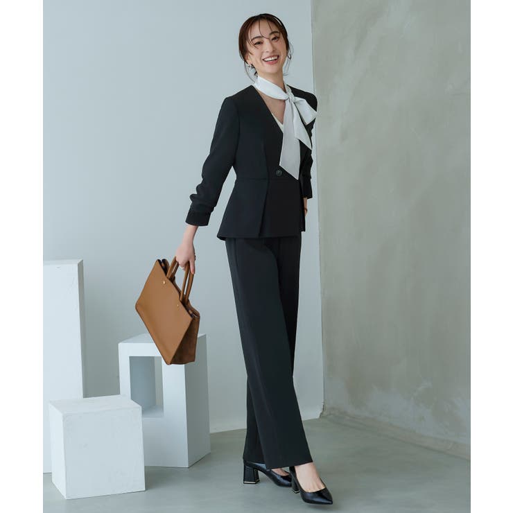 タックペプラムノーカラージャケット＆ワンタックパンツスーツ | RUIRUE BOUTIQUE | 詳細画像4 