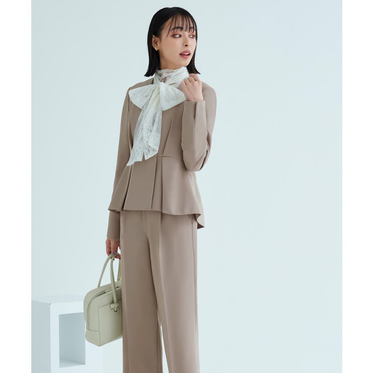 タックペプラムノーカラージャケット＆ワンタックパンツスーツ | RUIRUE BOUTIQUE | 詳細画像8 