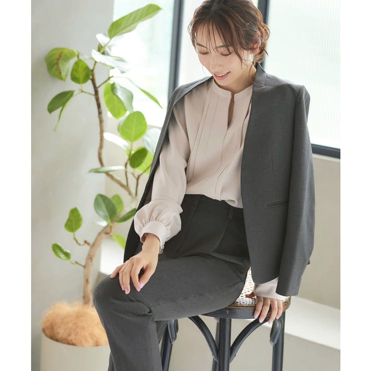 Cセット/ダークグレー(2DGY) | 選べる4タイプ洗えるベーシックビジネススーツパンツセット | RUIRUE BOUTIQUE
