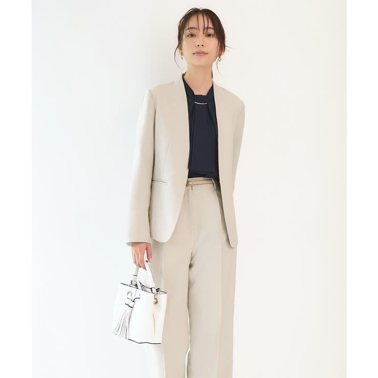 Dセット/ライトグレージュ(4WH) | 選べる4タイプ洗えるベーシックビジネススーツパンツセット | RUIRUE BOUTIQUE