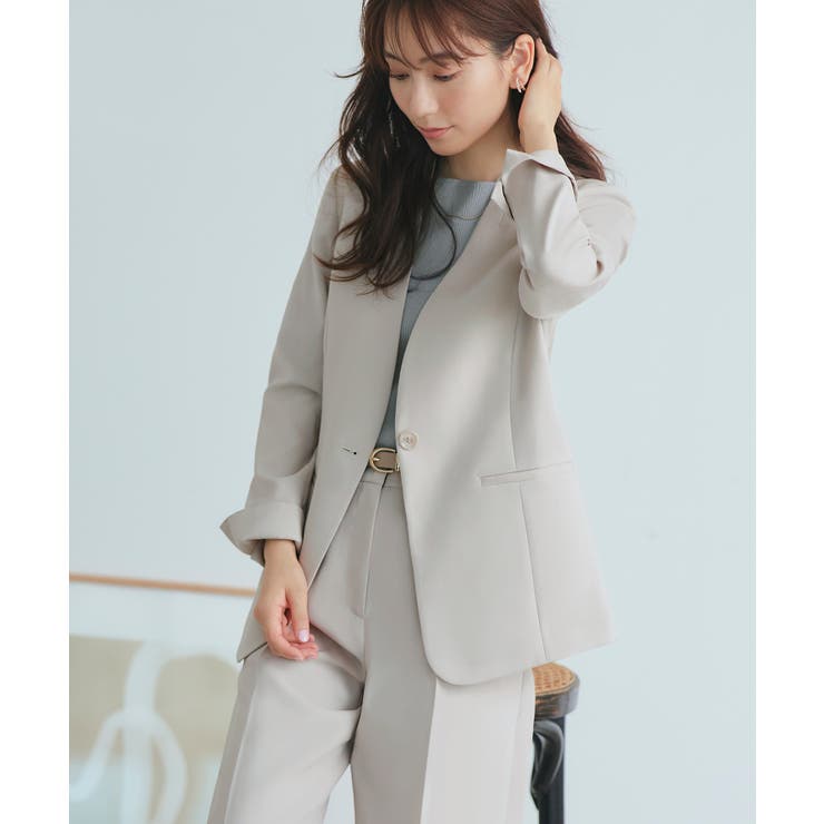 Eセット/ライトグレージュ(4WH) | 選べる6タイプ洗えるスタイリッシュビジネススーツパンツセット | RUIRUE BOUTIQUE