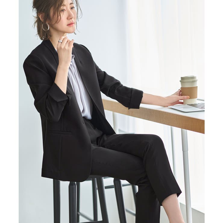 Fセット/ブラック(6BL) | 選べる6タイプ洗えるスタイリッシュビジネススーツパンツセット | RUIRUE BOUTIQUE