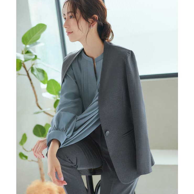 Fセット/ダークグレー(6DGY) | 選べる6タイプ洗えるスタイリッシュビジネススーツパンツセット | RUIRUE BOUTIQUE